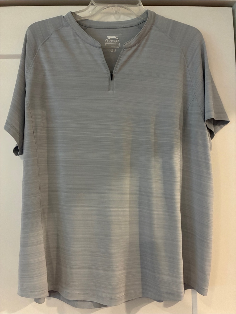 Slazenger Light Gray Short-Sleeve Golf Polo with Zip Placket